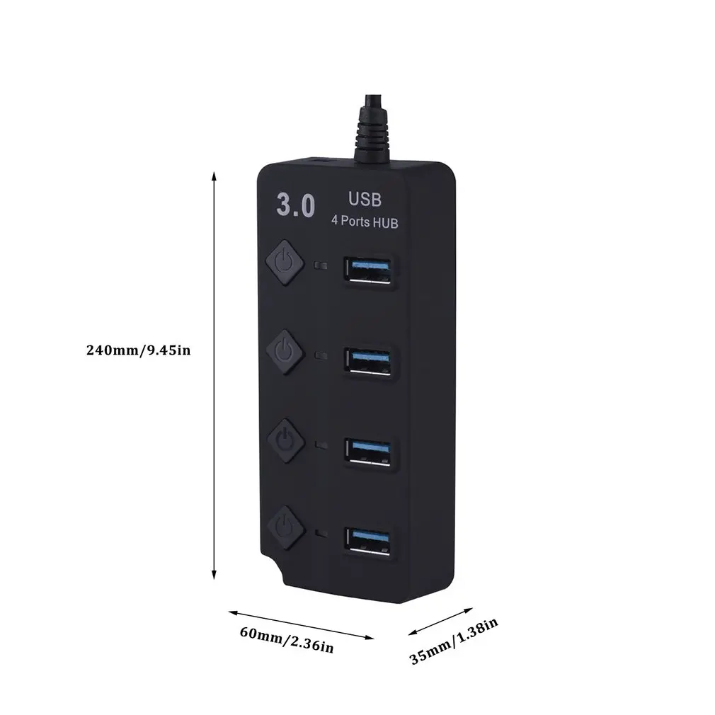 7 портов usb-хаб USB3.0 концентратор разветвитель вкл/выкл переключатель светодиодный индикатор с ЕС/США адаптер питания для ноутбука MacBook