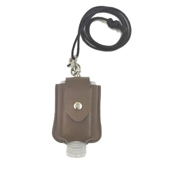 

Empty Hand Sanitizer Bottles Holder Keychain Leather 2 OZ Keychain Neck Carrier
