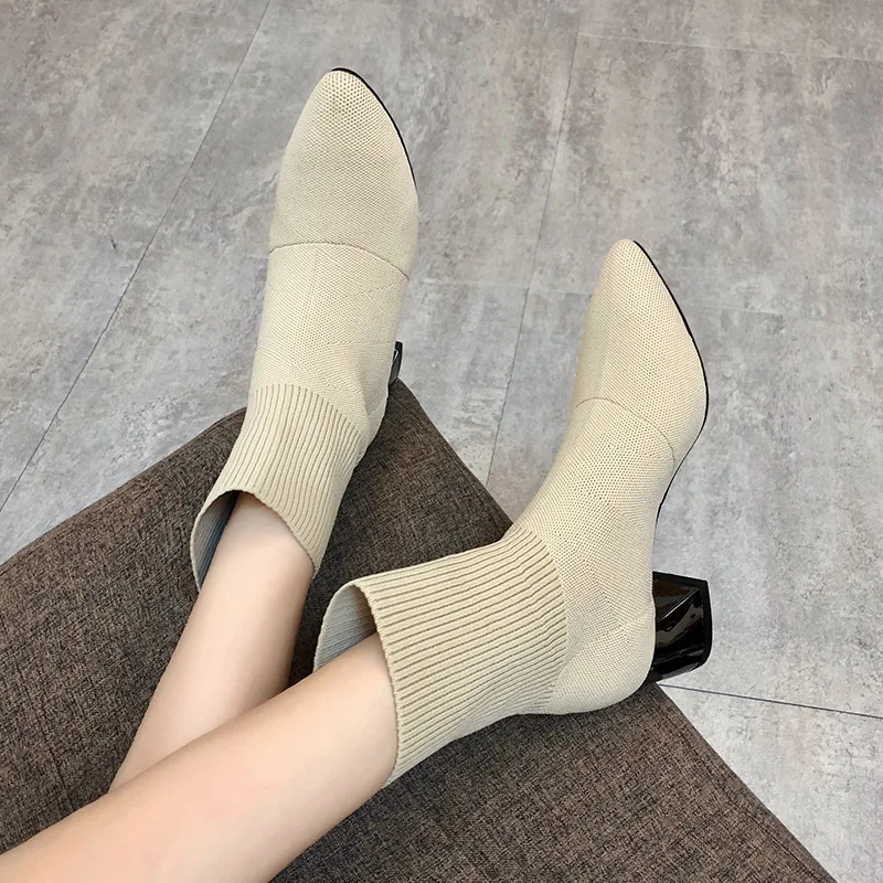 

Fly Woven wa zi xie Pointed-Toe Elasticity Thin Thin Shoes Network Red with Cut-And-Sew 2019 Autumn And Winter New Style Chunky-
