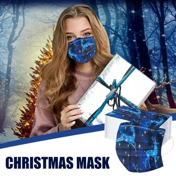 

50PCS Disposable Unisex Printed Christmas Soft Masks For Adults 3-Layer Masks Outdoor Protection Anti-foggy Masque Dropshipping