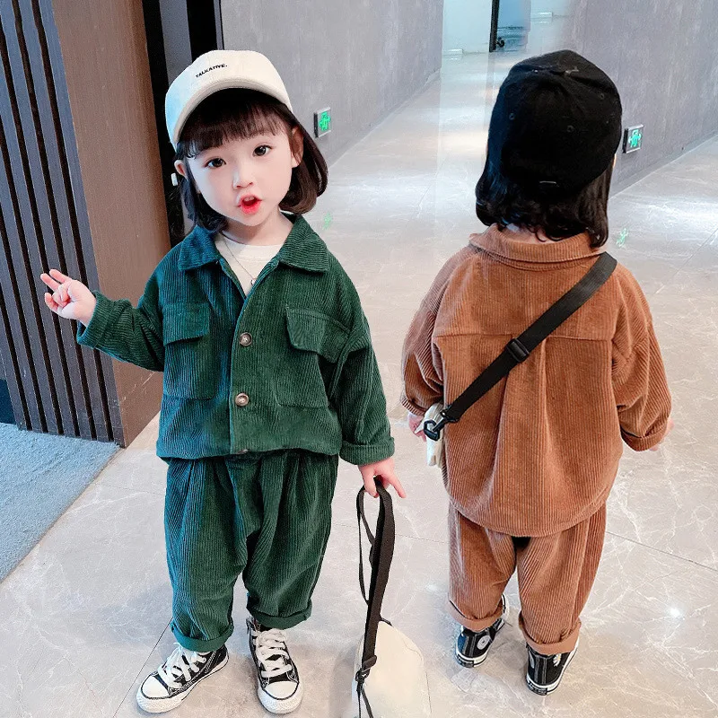

Girls Clothing Suits Sweatshirts +Pants 2022 Corduroy Spring Autumn Kids Teenagers Outwear Kids Cotton Tracksuit Sport Suits
