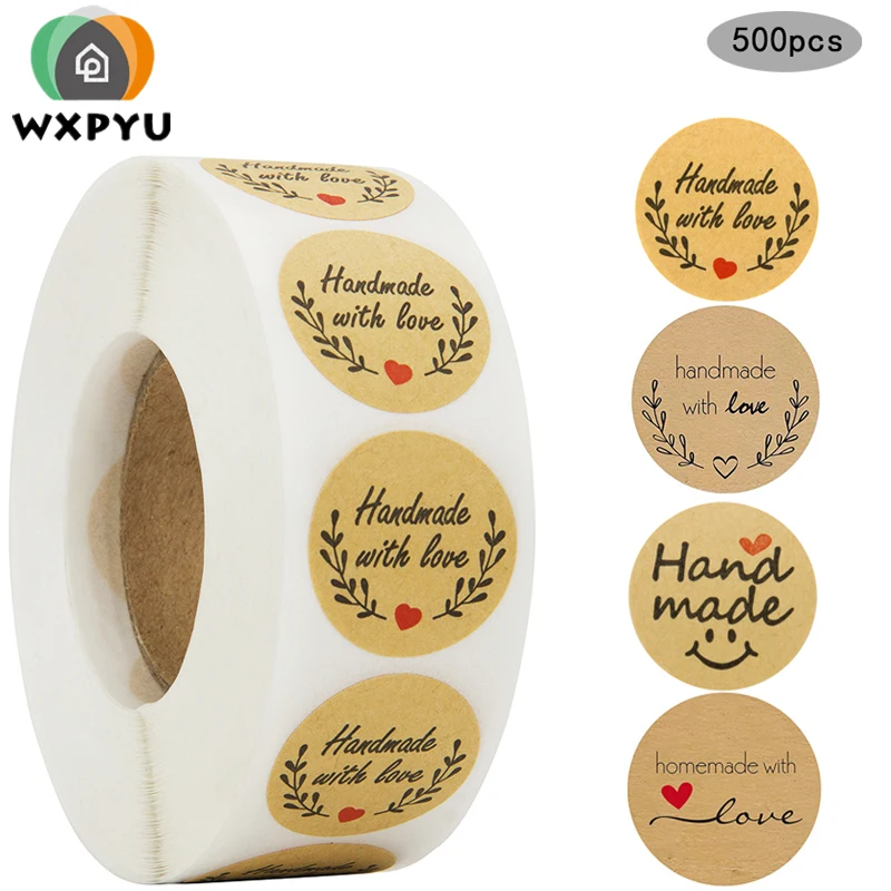Round Shaped Kraft Stickers 500 Round Kraft Paper DIY Gift Envelope Sealing