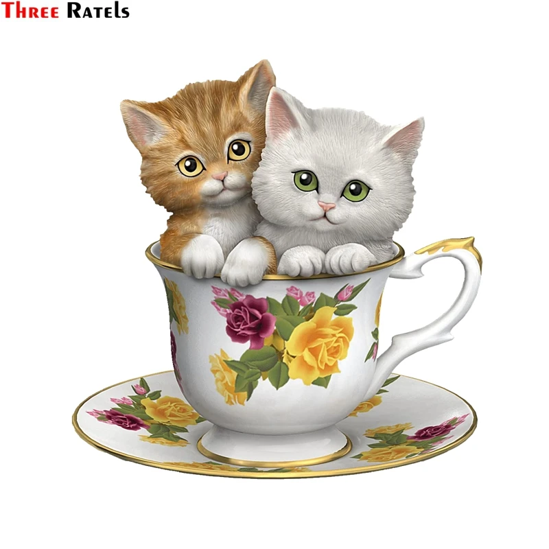 

Три Ratels FC119 милые 3D с изображением котенка, одежда Чай чашки Стикеры наклейка для мини-камера для автомобиля мотоцикла стены дома Гостиная детская комната ноутбук Декор