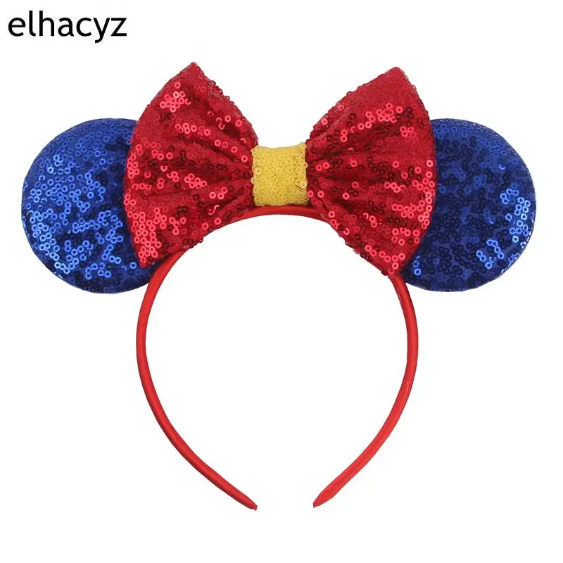 

2020 NEW 3.3'' Minnie Mouse Ear Hairband Trendy 5'' Big Glitter Sequins Girl DIY Hair Accessories For Kids Party Boutique femme