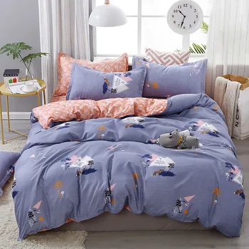 

Thumbedding Cartoon Fox Bedding Set Queen Size Forest Mountain Soft Duvet Cover King Full Twin Single Unique Design Bed Set