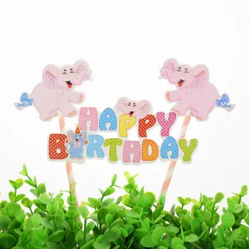 

Birthday Cake Toppers Flags Kids Birthday Cupcake Topper Pink Elephants Wedding Bride Baby Shower Party Baking DIY Xmas 20pc/lot