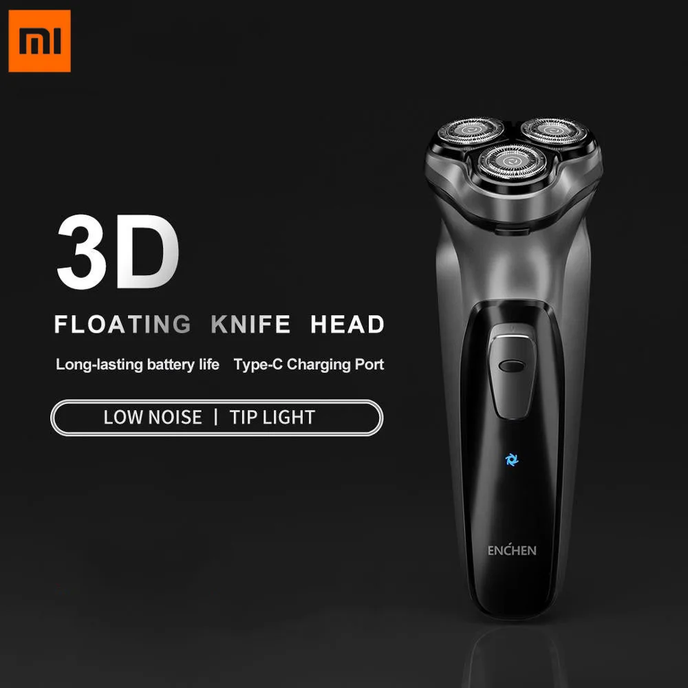 Xiaomi для лица бритва Enchen BlackStone 3D электробритва, мужские моющиеся type-C USB Перезаряжаемый станок для бритья бороды