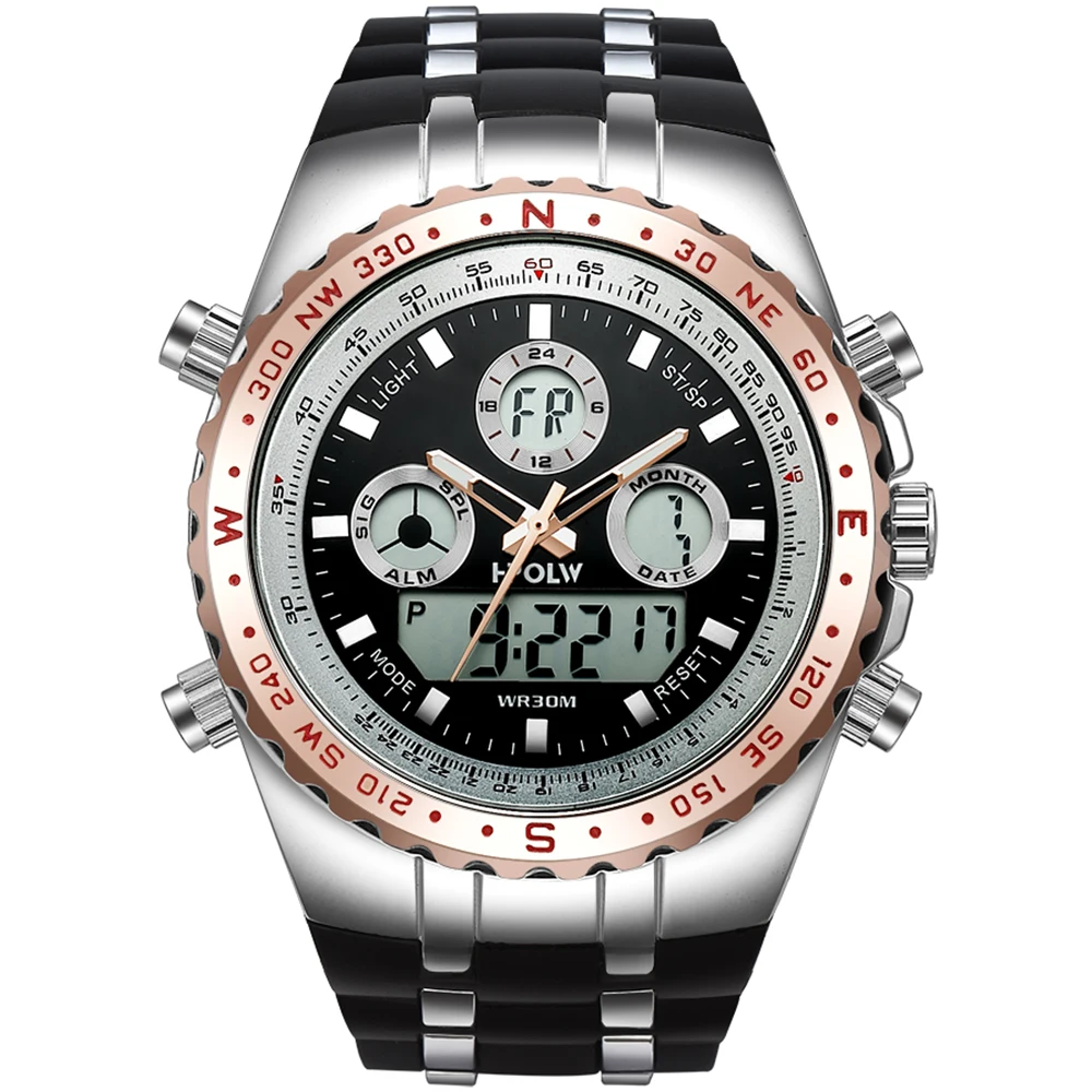 Бренд HPOLW повседневные часы мужские G стиль водонепроницаемые спортивные военные часы шок мужские Роскошные Аналоговые Цифровые кварцевые часы