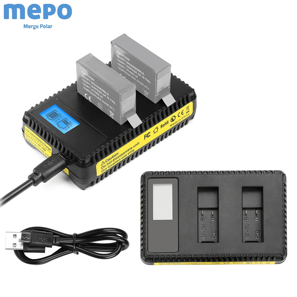 

Go Pro Action Camera Battery Charger Smart LCD Display Charging Hub For Gopro Hero 7 6 5 4 3 USB Dual Charge Port Accessories