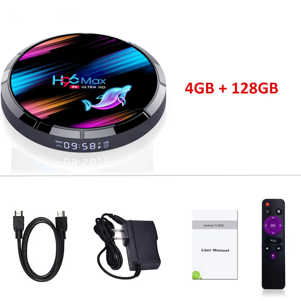 4GB128GB H96 MAX X3 8K Amlogic S905X3 Smart Android 9,0 tv BOX 4 Гб ram 128 ГБ 2,4 ГБ/5G Wifi 1000M BT4.0 4K медиаплеер H96 MAX телеприставка - Цвет: 4GB128GB