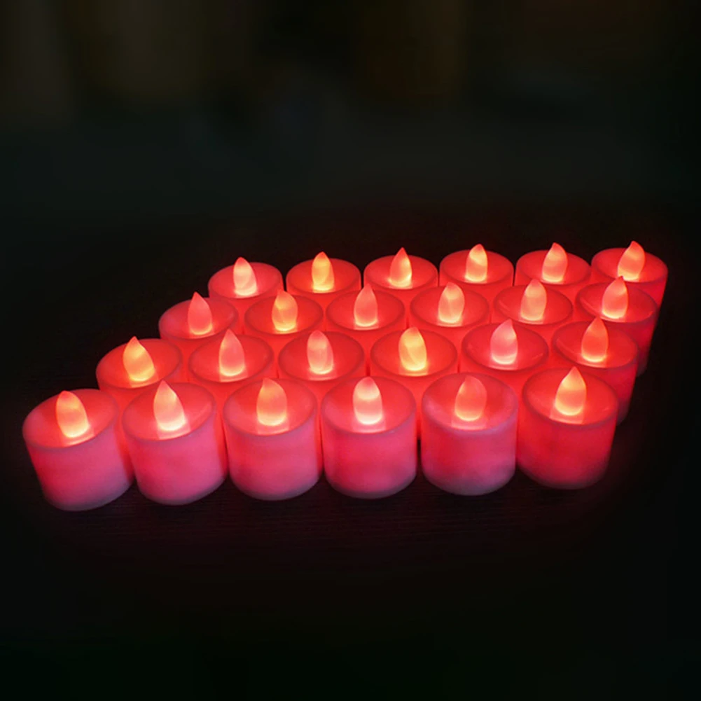 24 шт. светодиодный светильник для свечей, разноцветные светильники в виде свечей, чайный свет, свеча с искусственным пламенем, лампа для дома, вечерние, свадебные, Декор