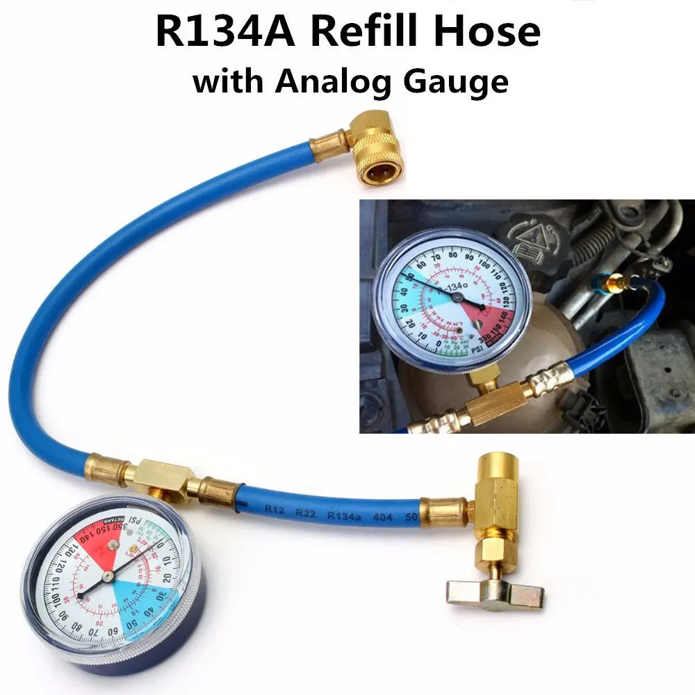 Авто 1/2 резьба R134A к R12/R22 A/C хладагенты перезарядки шланг зарядки с манометром 350PSI, синий
