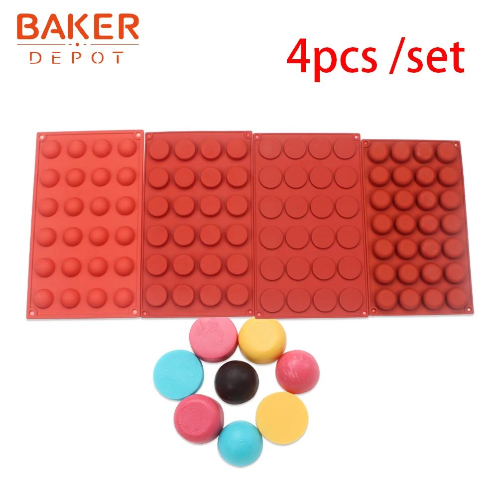 BAKER DEPOT силиконовая форма для конфет, шоколадный купол, бисквитный торт, Кондитерская выпечка, инструмент, 4 шт./компл., украшение для торта, Круглый лоток для льда