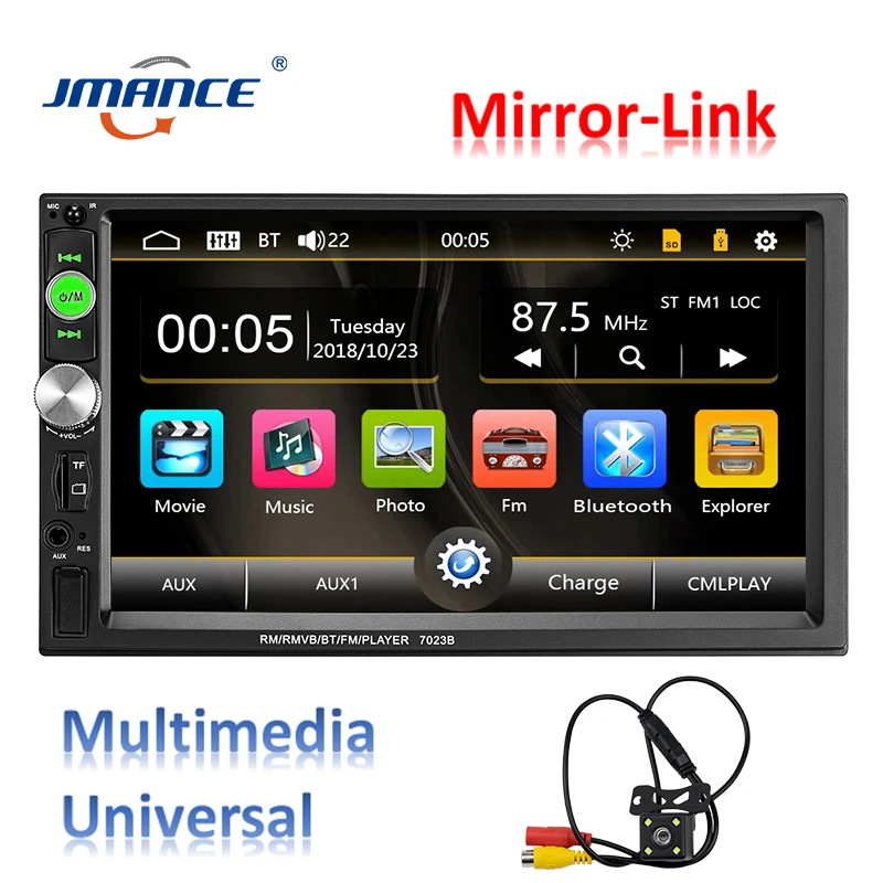 JMANCE 2-din MP5 Автомобильный плеер 7023b Mirror Link Автомобильный мультимедийный плеер универсальный подголовник Автомобильный монитор mp5 automotivo pantalla para - Цвет: MP5 and 4LED Camera