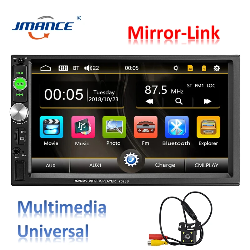 MP5 and 4LED Camera JMANCE 2-din MP5 Автомобильный плеер 7023b Mirror Link Автомобильный мультимедийный плеер универсальный подголовник Автомобильный монитор mp5 automotivo pantalla para - Цвет: MP5 and 4LED Camera