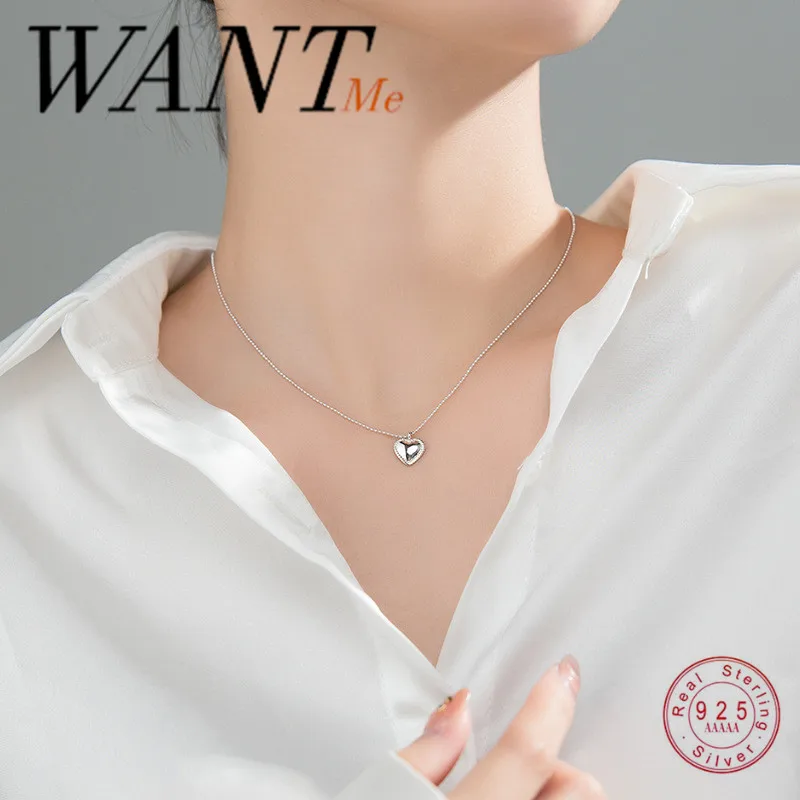 Женское ожерелье с подвеской WANTME из настоящего серебра 925 пробы сердечками в
