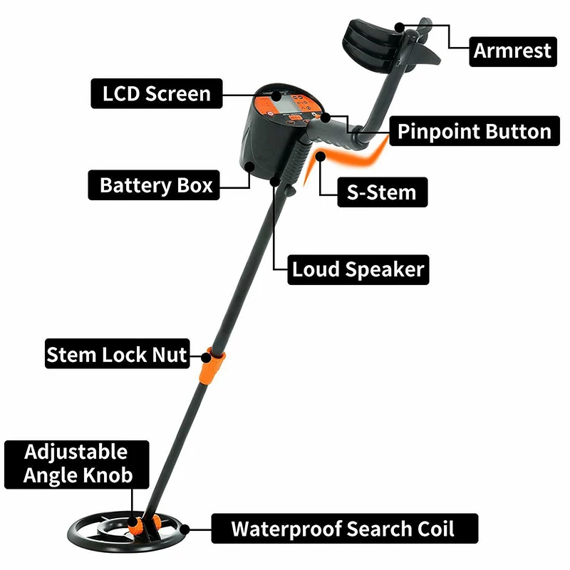 

New Waterproof LCD Metal Detector Gold Digger Deep Sensitive Hunter Search Coil High Sensitivity XOA88