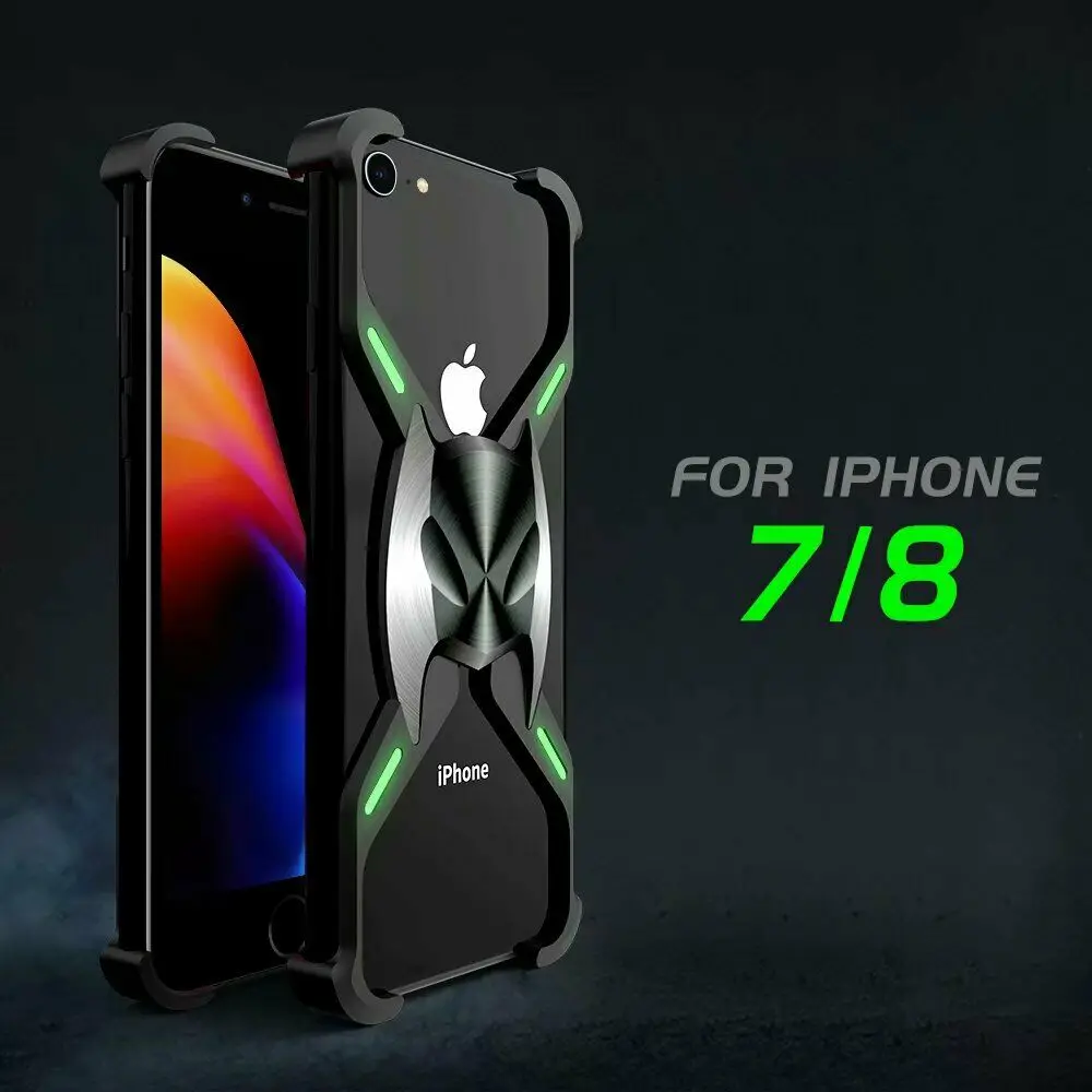 Для iPhone 11 Pro X XS Max XR 8 7 Plus Роскошная Магнитная адсорбционная маска летучей мыши Алюминиевый металлический бампер рамка чехол с покрытием в виде брони Coque - Цвет: Apple iPhone 8