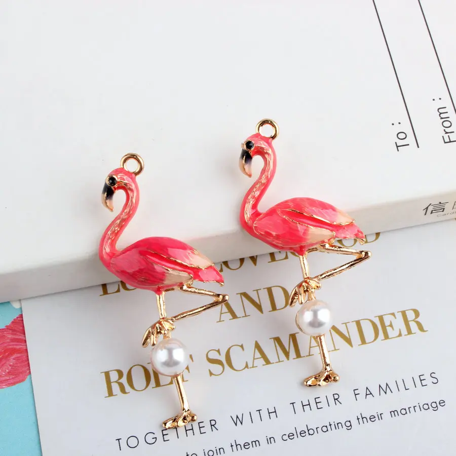 

50pcs flamingo charm enamel charms for jewelry making and crafting charm fashion pendant