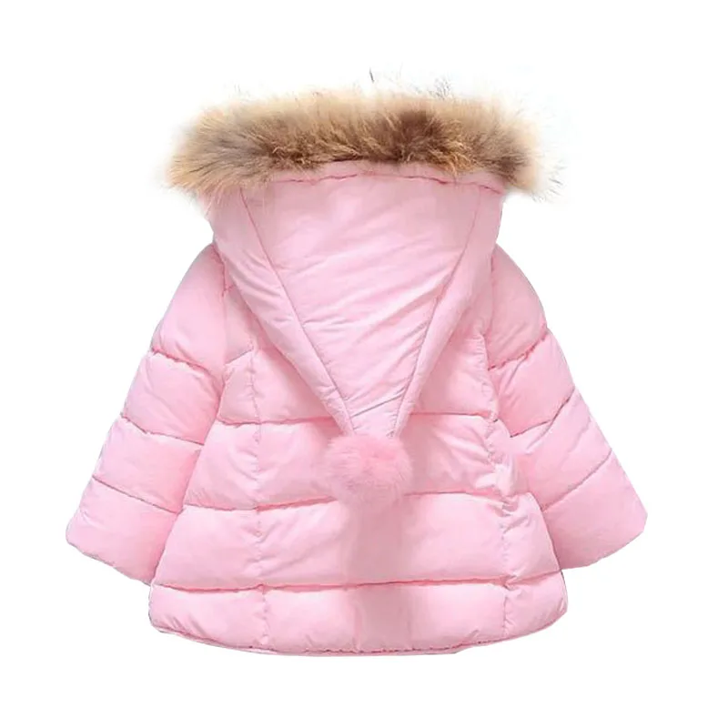 Зимние куртки для маленьких мальчиков и девочек детская верхняя одежда с меховым капюшоном теплое зимнее Детское пальто для маленьких мальчиков и девочек 6 цветов