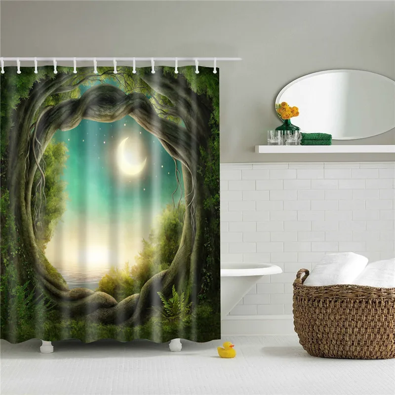 2020 Hsinchu Forest Trees Landscape Printing 3d Shower Curtain Waterproof Polyester Fabric Washable Bathroom Shower Curtain - Image 2