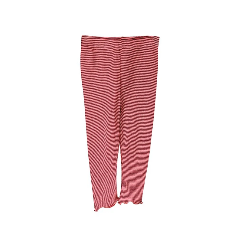 Children Girls Leggings Autumn Fashion Casual Striped Skinny Mid-Waist Elastic Leggings Girls Calf-length Pencil Toddler Trouser - Цвет: Красный