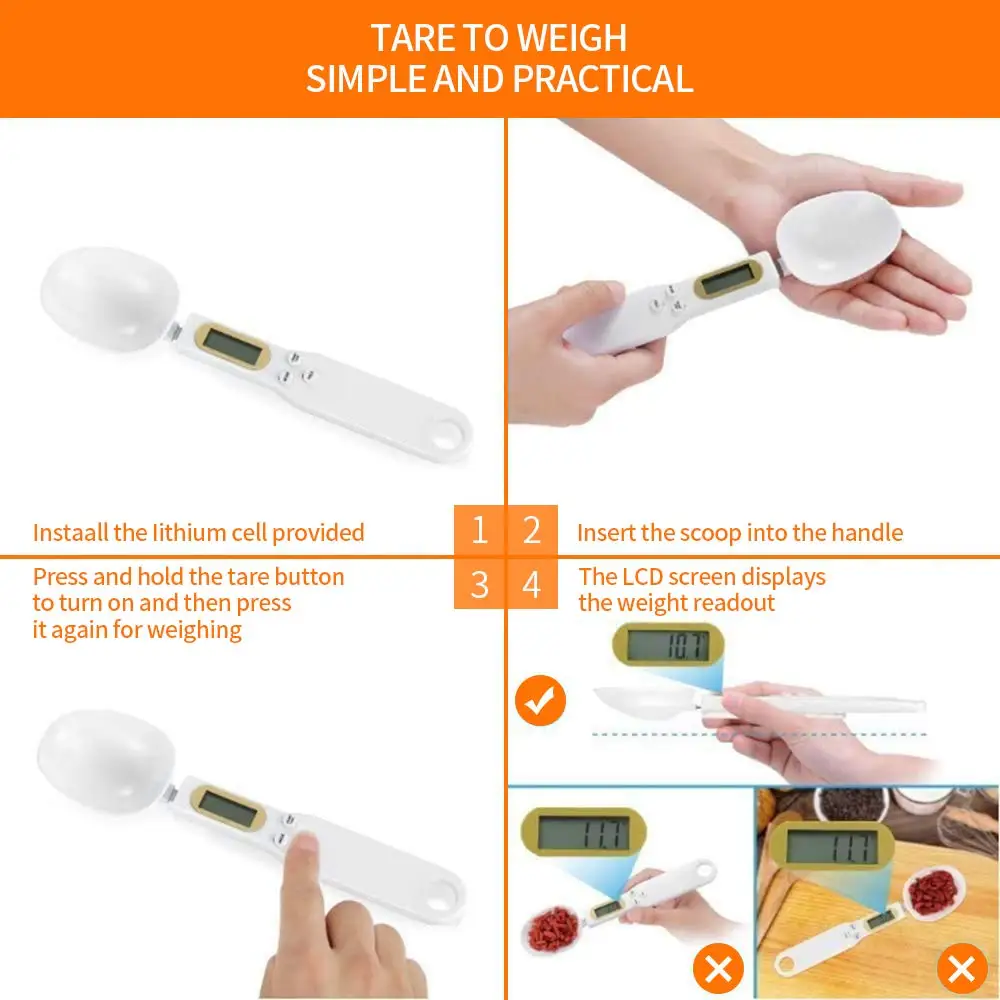 500g/0.1g Kitchen Scales Measuring Cup Baking Accessories LCD Display Electronic Digital Spoon Power Electronic Kitchen Scale
