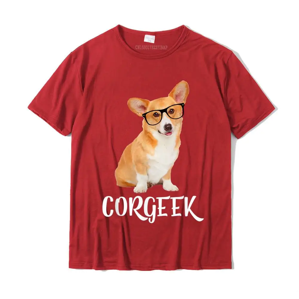 Design Oversized Unique T Shirt Round Collar Fall Cotton Fabric Short Sleeve T-shirts for Boys Casual T Shirt Drop Shipping Corgeek T Shirt Funny Corgi Dog Lover Gifts Geek T-Shirt__MZ16421 red