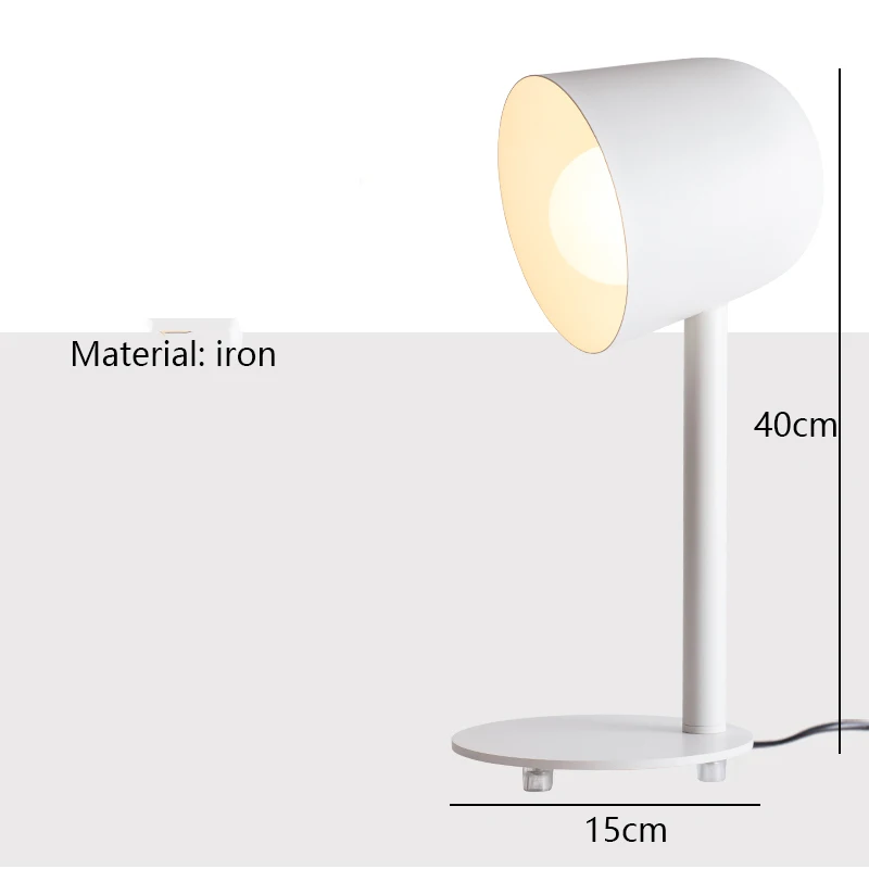 Настольная лампа в скандинавском стиле из железного дерева, домашний декор, настольные лампы для спальни, прикроватные, для учебы, офиса, гостиной, защита глаз, настольная лампа - Цвет абажура: White iron base