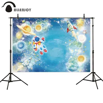 

Allenjoy photophone background Space astronaut planet rocket children cartoon glitter photographic backdrop photocall photobooth