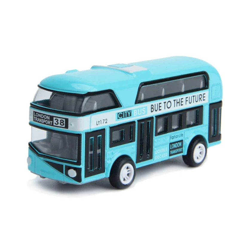 Kid Metal Diecast Cars Toys Pull back 1:43 Double London Bus Toy  H ZJA 