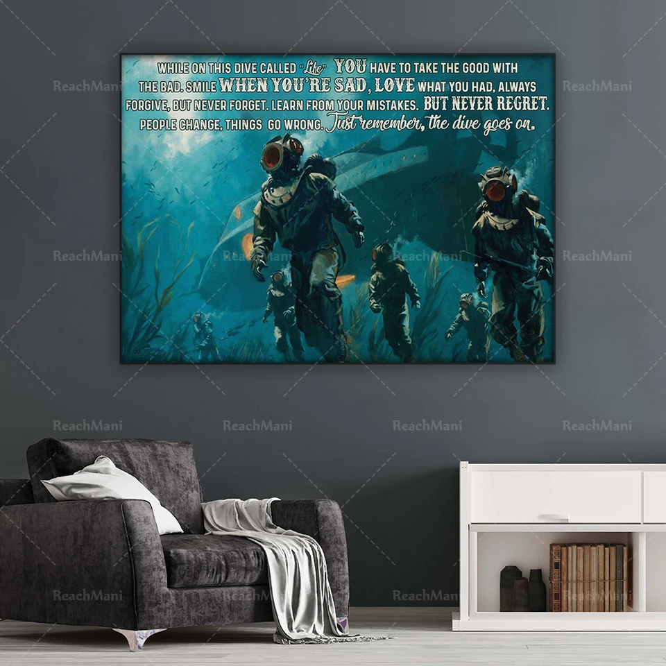 Targa In Metallo Vintage 'Scuba Diving Life Is Diving' – Poster Decorativo 20x30 Cm Per Parete, Adatto A Bar, Garage, Ufficio