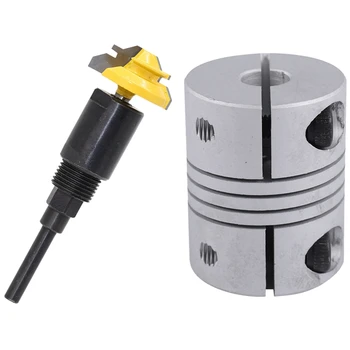 

5mm to 6mm CNC Stepper Motor Shaft Coupling Coupler for Encoder & 1/4 in Shank Collet Chuck Holder Milling Router Bit