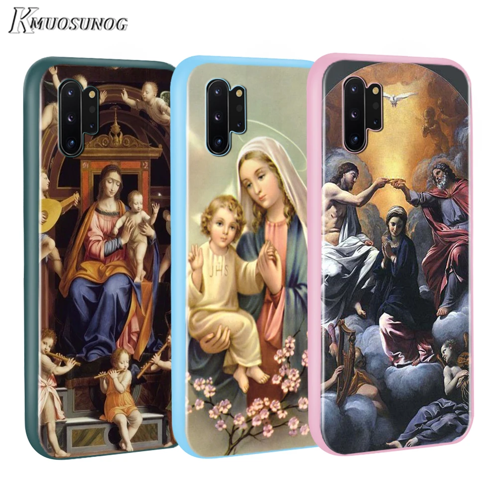 

Oil Painting Virgin Mary Baseus Candy Color Cover for Samsung Galaxy Note 10 9 8 S11 S10 S9 S8 S7 Plus Edge Phone Case