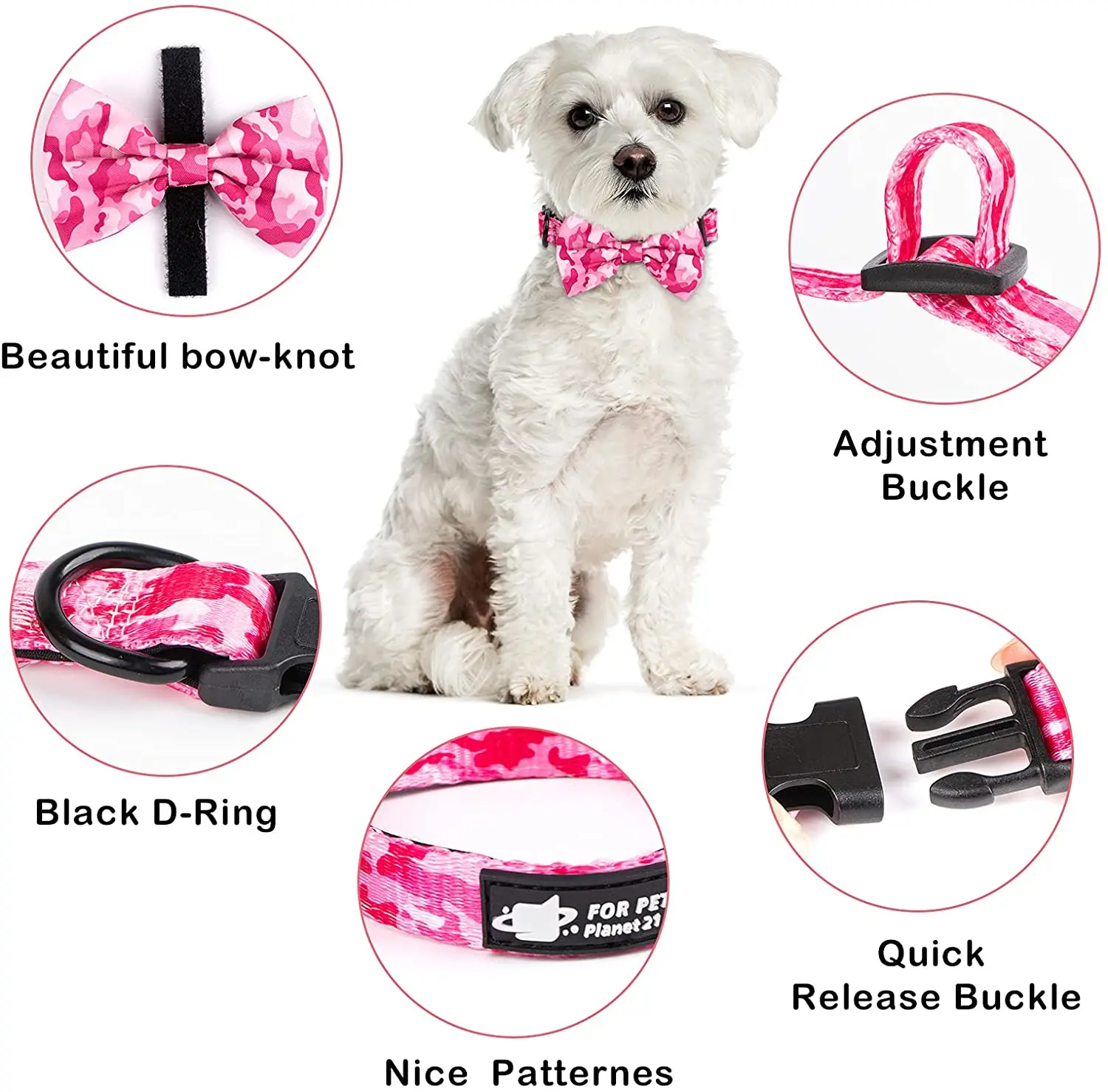 Dog Harness and Leash Set for Small Dogs, Adjustable Reflective No Pull Dog  Vest Harness for Puppy with Bow-tie Collar, Leash and Poop Bag (S, Pink