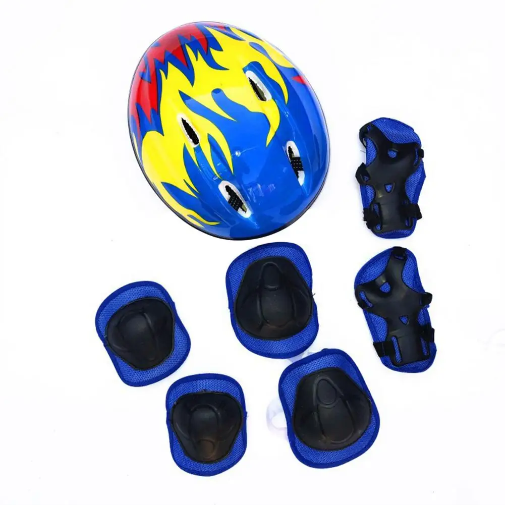 Children Bike Cycling Skating Helmet Knee Elbow Wrist Protective Guard Pad for Sport Entertainment Cycling Bike Accessories Knee Pad Elbow Brace Elbow Strap Elbow Pads Protective Gear Set 7Pcs