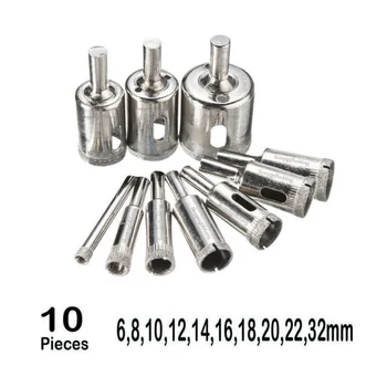 

10 Pieces 6mm 32mm Tile Ceramic Glass Marble Core Drilsl Bit Cutter Diamond Coated Hole Saw Drill Bits