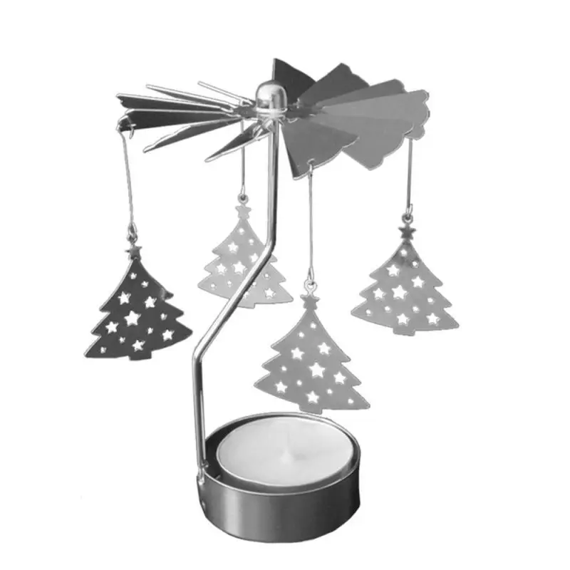 Rotary Metal Spinning Candle Holder With Tea Light Christmas Gift Windmill Carousel candlestick Valentine's Day Gift home decor