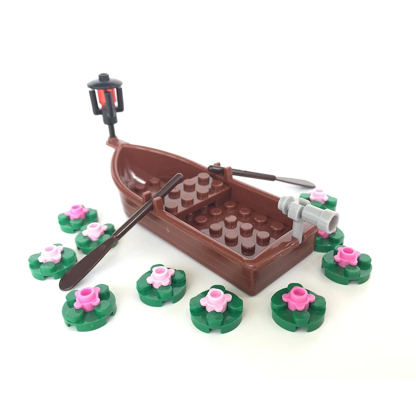 Compatible With Legoings Building Blocks Children's Educational Toys MOC Accessories Brick Park Boat Paddle Lotus DIY Kit (2)