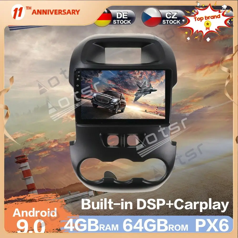 Aotsr 9 inch Android 9.0 Car Radio GPS Navigation DSP For Ford Ranger F250 2011-2014 Auto Stereo Video Multimedia DVD Player | Автомобили