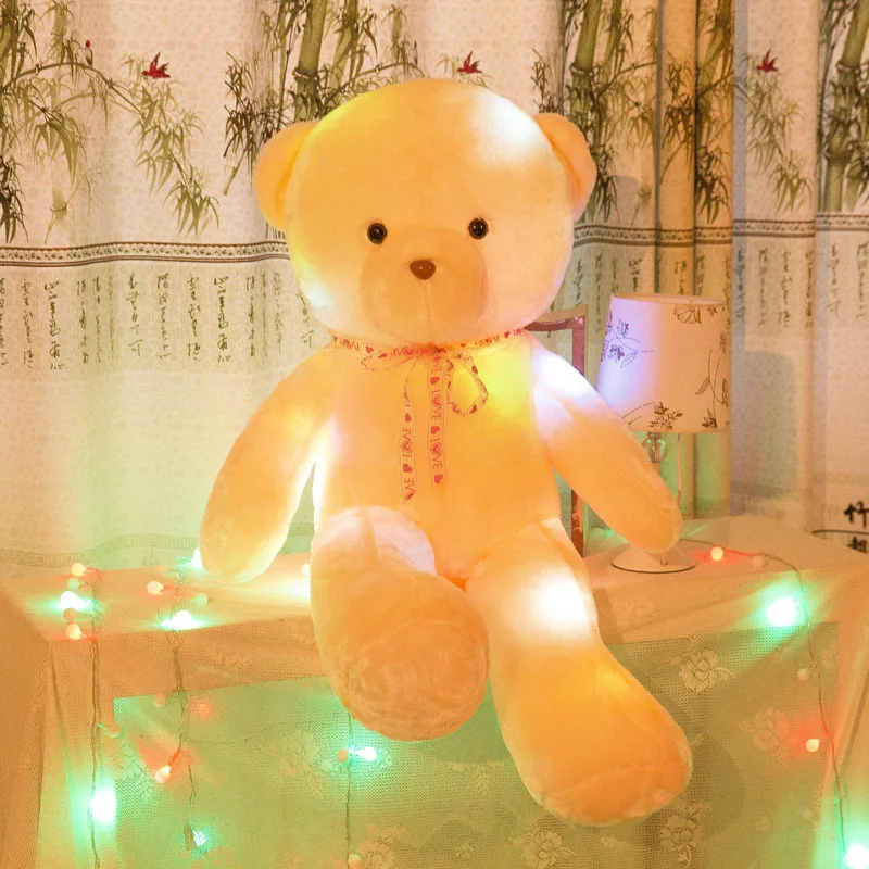 Brinquedo de Incandescência Urso de Pelúcia de Presente de Natal para as Crianças Led com Música Centímetros Criativo Light Teddy Bear Stuffed Animal Plush Colorido 50 up 20 50 centímetros Criativo Light Up LED Com