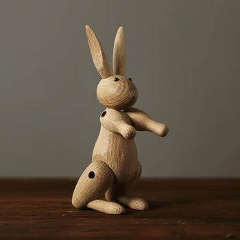 

Nordic Wood Rabbit Statue Joint Puppet Flexible Figurine Home Children Room Decoration Gift Puppet Ornaments GY109