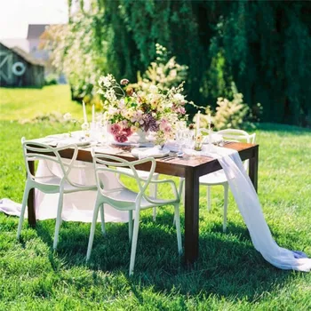 

1PCS 27x120" Extra Wide 6 Colors Chiffon Table Runner Gauze Table Overlay For Wedding Birthday Party Indoor Outdoor Decorations