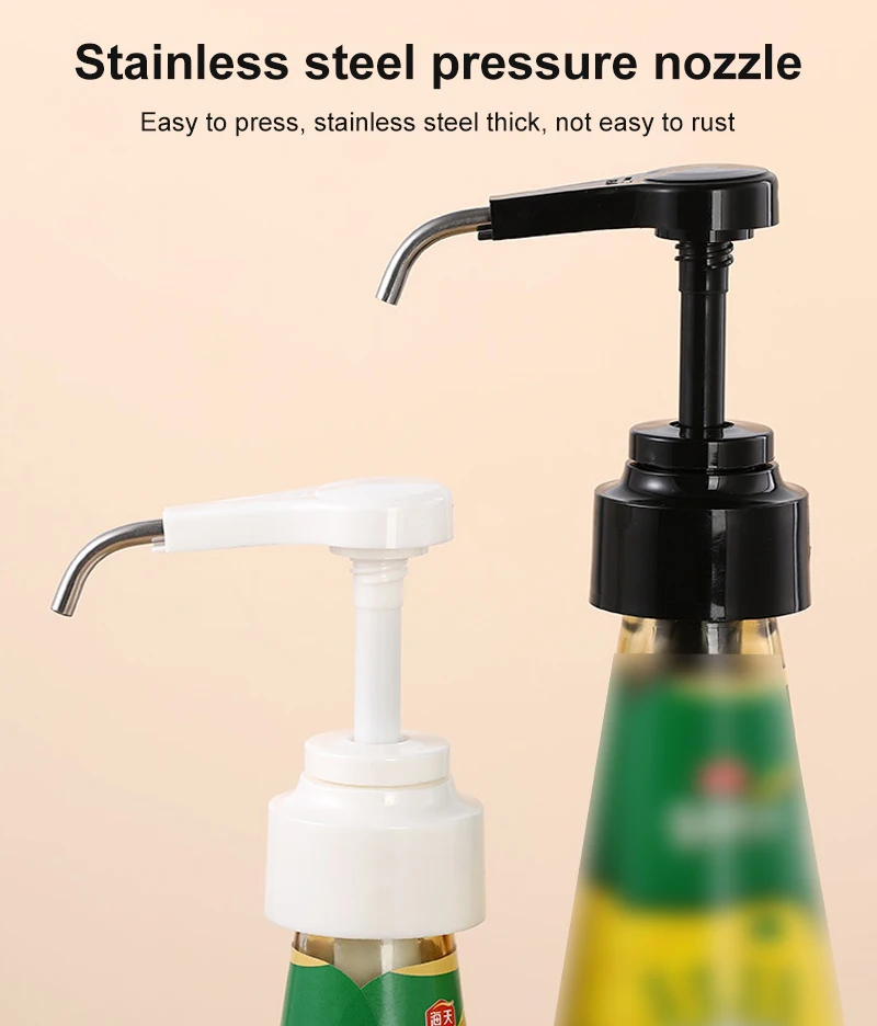 Jam Syrup Bottle Pump Oyster Sauce Dispensers Pumps Push-type Nozzle Bottle Cap Ketchup Vinegar Bottle Kitchen Gadgets