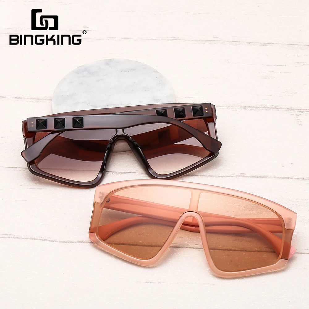 

BINGKING JackJad 2020 Fashion Cool Mask Shield Style Rivets Sunglasses Women Vintage Gradient Brand Design Sunglasses