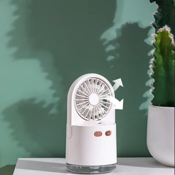 

Handheld Fan, Multifunctional Spray Desktop Humidifier with Night Light USB Charging 5-Leaf Fan Design 3 Wind Speeds