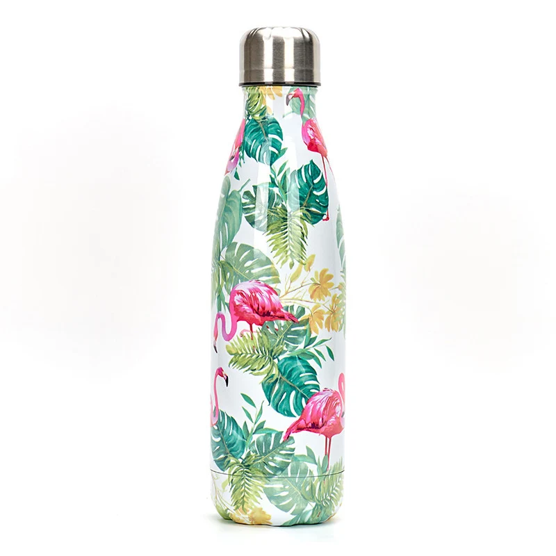 New Flamingo Floral Water Bottle BPA free Stainless Steel Thermos Bottle Gym Sport Travel Insulated Cup Mug Christmas Tumbler