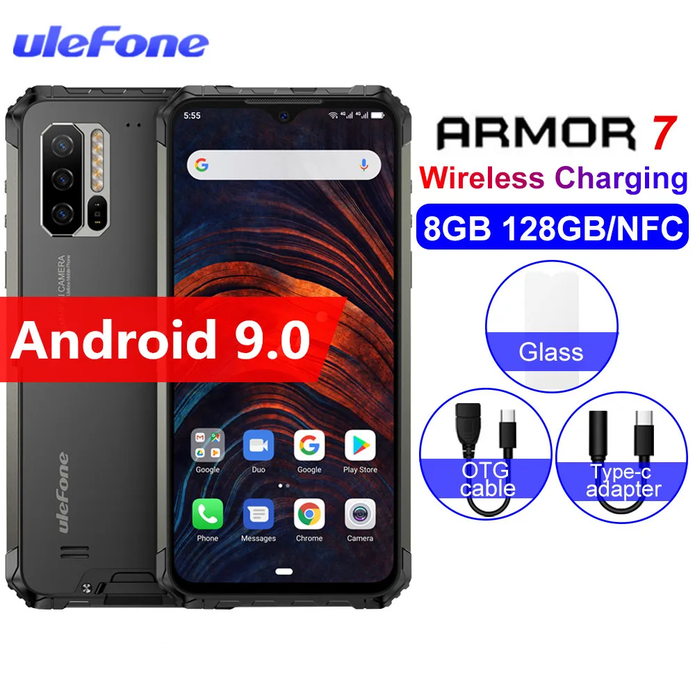 Global Vision Ulefone Armor 7 IP68 прочный мобильный телефон Helio P90 Восьмиядерный 8 ГБ+ 128 ГБ Android 9,0 48MP NFC 4G LTE смартфон