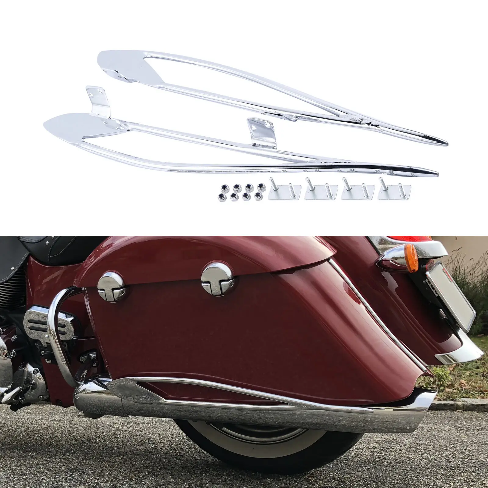 

Защитные рельсы Pinnacle Saddlebag для индийских Roadmaster 2015-2020 Chief 2014-2018, Спрингфилд 2016-2020, мотоцикл 2019
