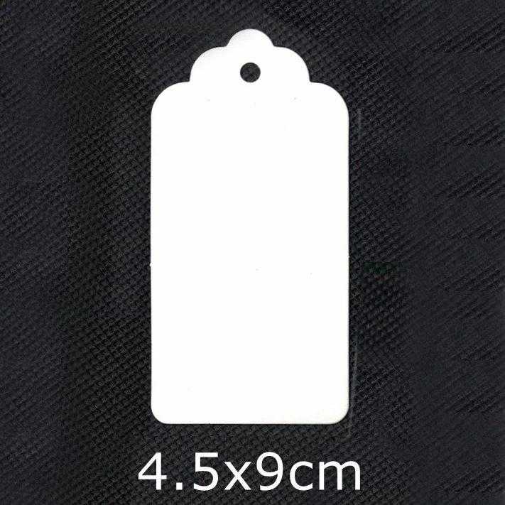 4.5x9cm White Kraft Gift Tags Scalloped Edge Wedding Party Paper Tag Price Label Hang Tag 100pcs/lot - Цвет: 4.5x9cm White